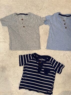 Carter's Boys Henley Tee 3-Pack in Light Blue, Heather Gray & Navy Stripe